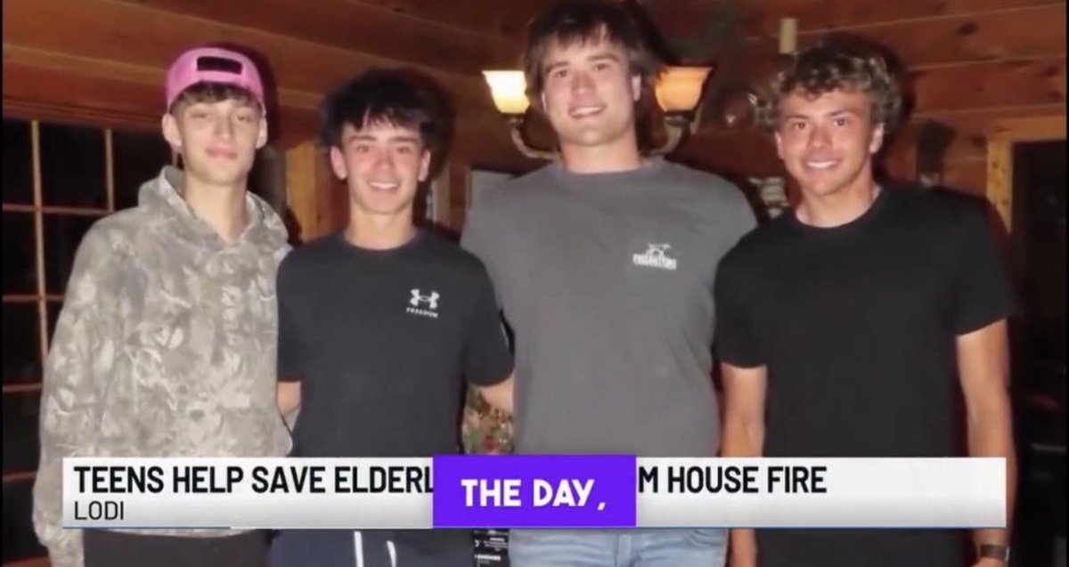 DudespostingWs's tweet photo. Five teenage boys in Wisconsin saw what they thought was a bonfire on the Fourth of July. They quickly realized it was a house on fire.

They ran over, heard people yelling inside, broke down the door, went through the smoke, and helped rescue six people before firefighters even arrived. Among them was a 91-year-old couple. Huge W