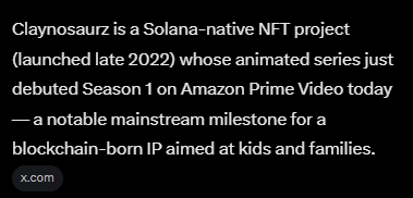 WalterWeBall's tweet photo. Some more info

Amazon Prime literally made a show for Solana's NFT project back in 2022

This is huge https://t.co/ZZ3U3x2ebk