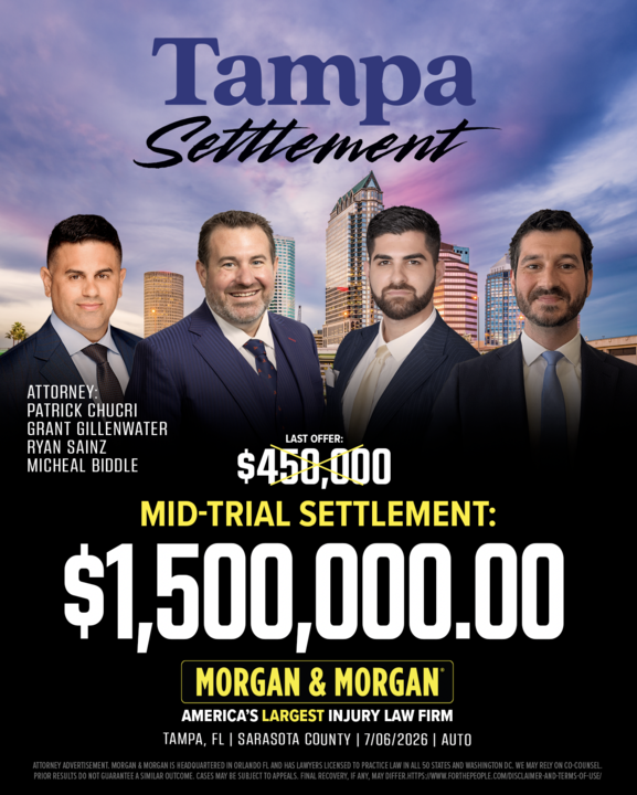 forthepeople's tweet photo. Attorney Patrick Chucri, Grant Gillenwater, Ryan Sainz, and Michael Biddle secured a $1,500,000 mid-trial settlement for our client in Sarasota County.

The fight for justice never stops. #ForThePeople https://t.co/MgcfczDS80