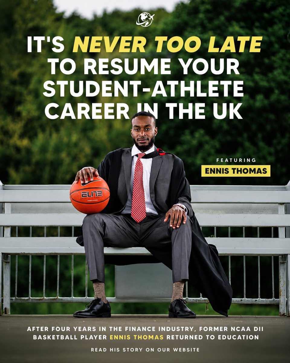 playoverseas's tweet photo. It's never too late to continue your student-athlete career in the UK! 🇬🇧🎓

Four years after graduating in the US, former NCAA DII basketball player @Edubbs_ stepped back from his professional career in finance to take advantage of the UK's unique postgraduate pathway.

Having recently returned to the UK to celebrate his graduation, discover how one decision opened the door to another degree, another season and an unforgettable experience overseas. 👇
https://t.co/LkUNGHLhUv