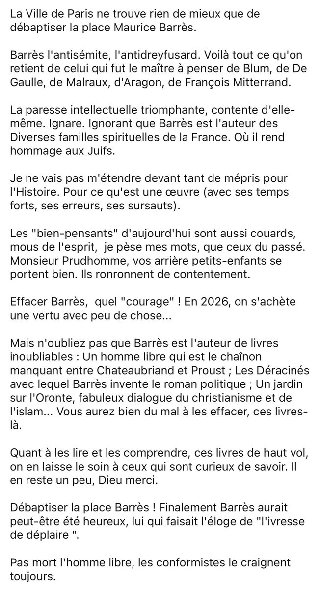 CavelierAntonin's tweet photo. Rien à ajouter à ce propos d’Emmanuel Godo, mon cher prof de khâgne, sur la place Maurice Barrès débaptisée (il en est un éminent spécialiste et l’un des biographes) https://t.co/7IBaFP2FYx
