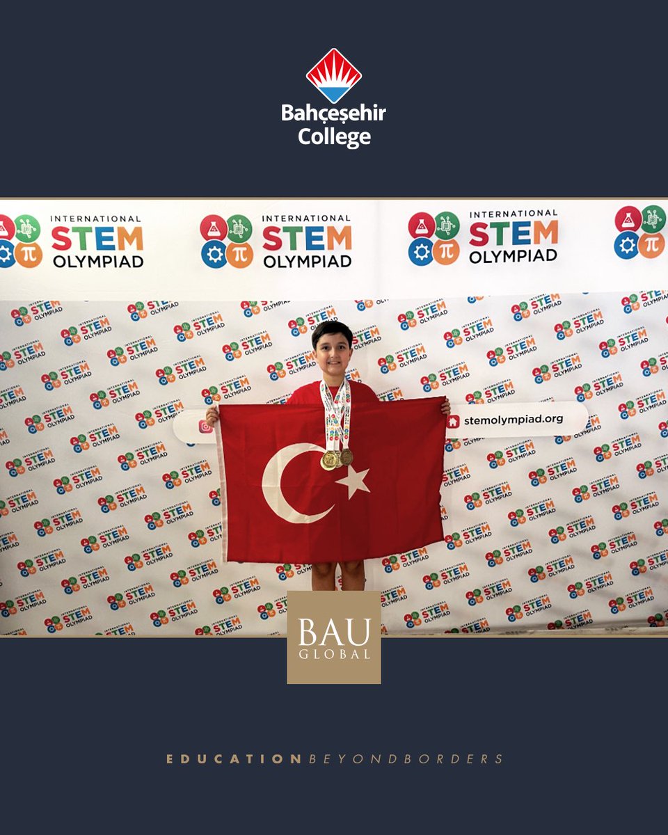 bauglobal's tweet photo. We congratulate Kerem Üstev, a student at Bahçeşehir College, who achieved first place in the world in the science category and third place in the world in the mathematics category at the International STEM Olympiad Grand Final. @bahcesehir_k12 https://t.co/SpD0qfW0di
