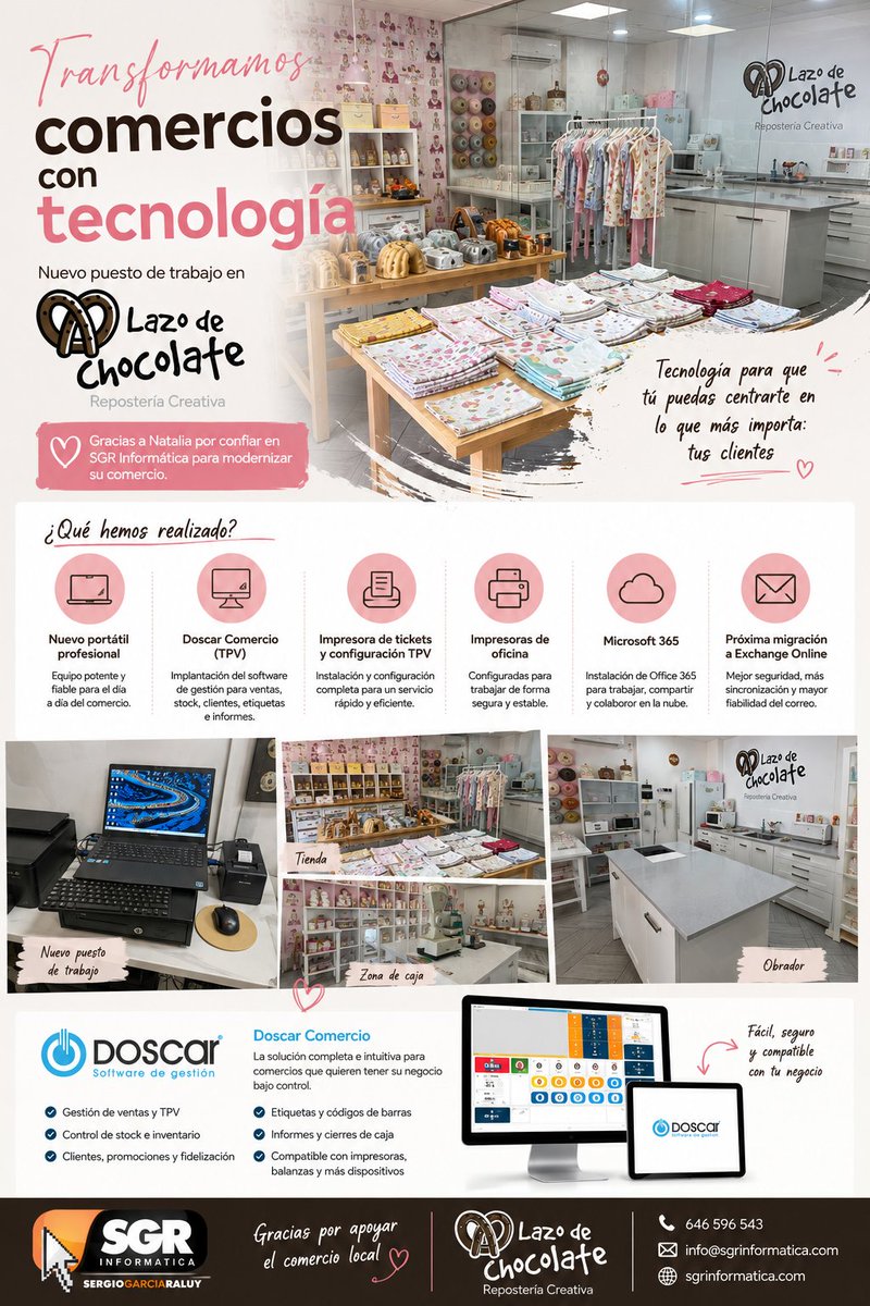 sgrinformatica's tweet photo. 💻 Nuevo proyecto completado.

Gracias a Natalia por confiar en SGR Informática. 🤝

🍰 Descubre este fantástico comercio:
 https://t.co/7z9Oykivmn
#ComercioLocal #TPV #Microsoft365 #SGRInformática #Doscar #Monzón https://t.co/kxpFiaczCu