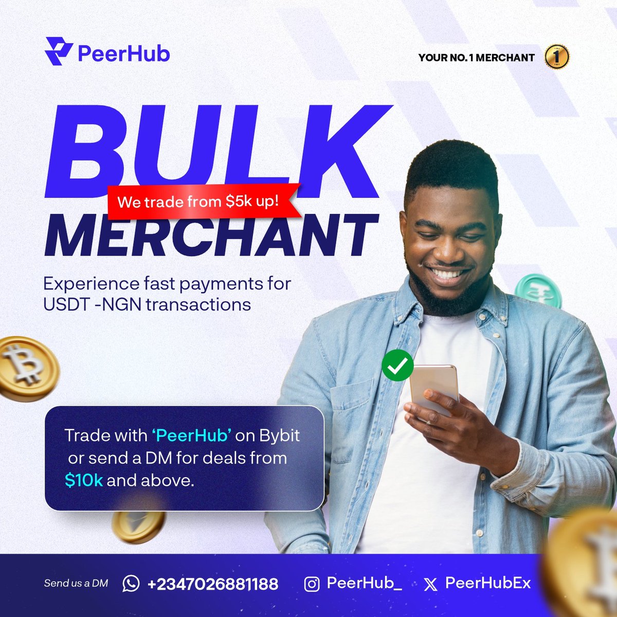 PeerHubEx's tweet photo. 🚀 Welcome to PeerHub!
We are your trusted OTC crypto desk, providing fast, secure, and reliable crypto exchange services.
Whether you're buying or selling crypto in bulk, we're committed to delivering:
✅ Competitive exchange rates
✅ Fast settlements
✅ Instant funding
✅ Professional and reliable service
We specialize in seamless crypto ↔ Cash transactions for individuals, businesses, and high-volume traders.
📩 WhatsApp: +2347026881188
📧 Email: peerhubexchange@gmail.com
📷 Instagram: @peerhub__
Follow @PeerHubEx for crypto updates, market insights, and secure trading solutions.
Trade with confidence. Trade with PeerHub.