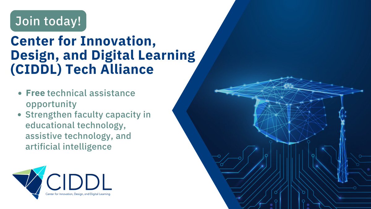 CeedarCenter's tweet photo. How is your program advancing edtech, assistive tech, and AI in educator prep? Join the CIDDL Tech Alliance to access a national network, sustained technical assistance, readiness assessments, &amp; Technology Integration Plans that modernize programs. Sign up https://t.co/nStqIqbfzE https://t.co/Vt0vsJuo3B