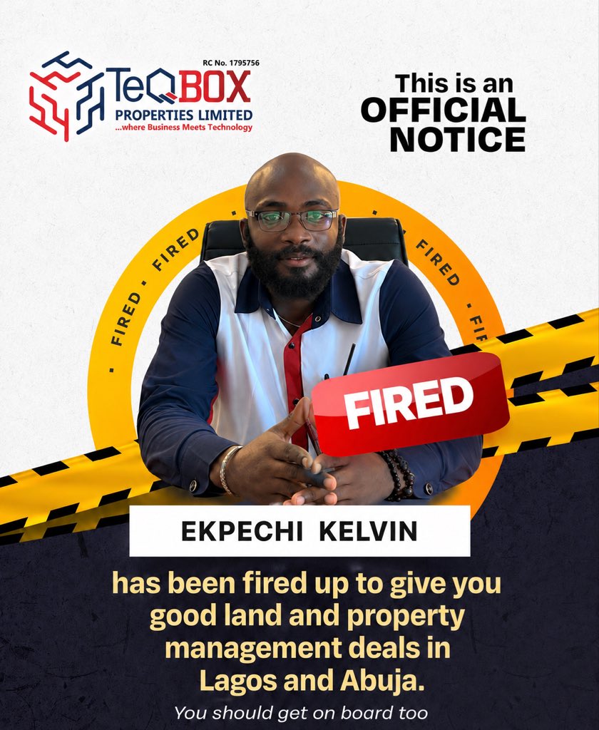 EkpechiKelvin's tweet photo. FIRED UP TO SERVE YOU! π₯
Your trusted partner for land acquisition and property management in Lagos and Abuja.
DM to get started.
#abuja #lagosnigeriaπ³π¬ #investment #fired #firedupπ₯ https://t.co/DmmIiq2gXW