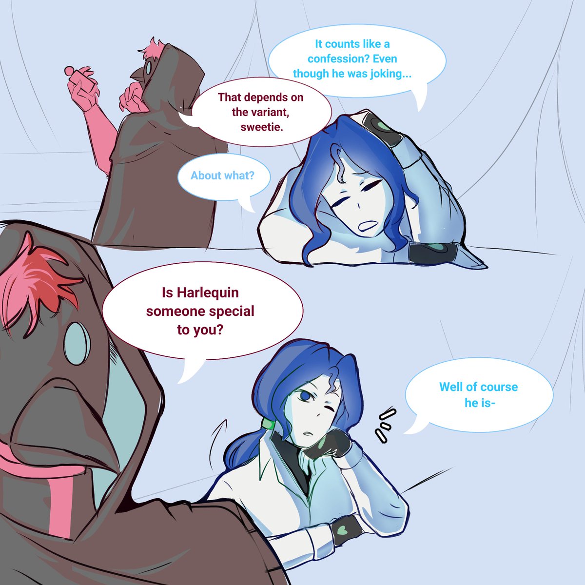 zaridrawn's tweet photo. Part 2 💚 Harlequin avoiding talking about his feelings is so canon to me. (4/7) #thefreakcircus #harlequin https://t.co/LWSoeLNZuN