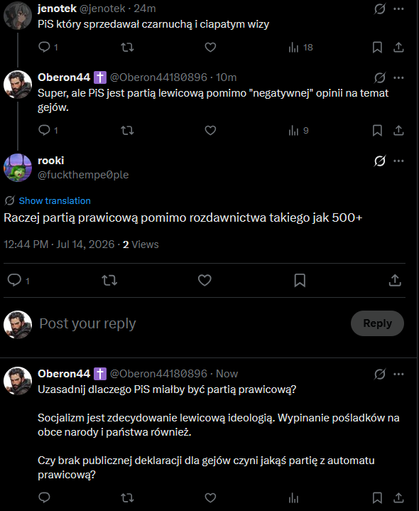 Oberon44180896's tweet photo. Nigdy nie widziałem tak wysokiego stężenia kłamstw, projekcji i hipokryzji w całej mojej działalności na xie XD.
Wszystko rozchodzi się o platformersa który nie jest w stanie zaakceptować tego że PiS jest partią lewicową.
Zapraszam do obeznania się ze screenami
#polityka #PiS #Po https://t.co/YxvoEZutFS