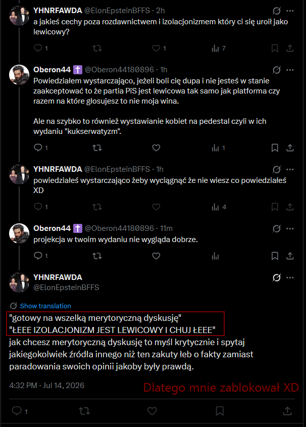 Oberon44180896's tweet photo. Nigdy nie widziałem tak wysokiego stężenia kłamstw, projekcji i hipokryzji w całej mojej działalności na xie XD.
Wszystko rozchodzi się o platformersa który nie jest w stanie zaakceptować tego że PiS jest partią lewicową.
Zapraszam do obeznania się ze screenami
#polityka #PiS #Po https://t.co/YxvoEZutFS