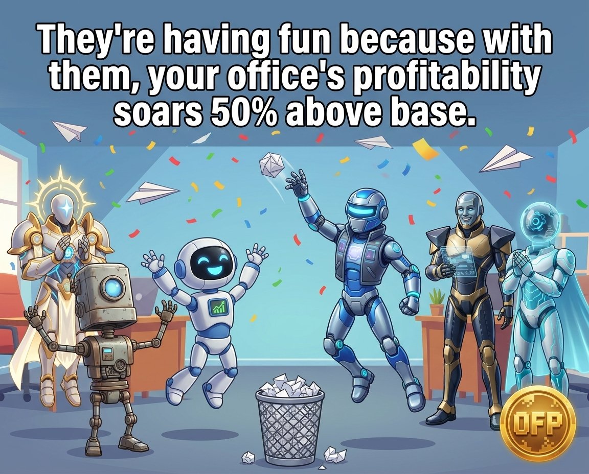 aiofficegame's tweet photo. They're having fun because with them, your office's profitability soars 50% above base. Are you ready to set up your own office and hire an agent? https://t.co/PvZpt3CFdv