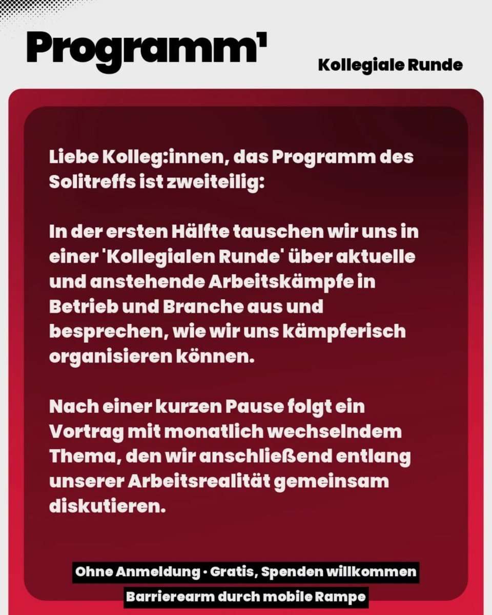 BerlinDemo's tweet photo. 💥Ankündigung! Mittwoch 15.07.2026💥
🔥✊🏾Solidaritätstreff Soziale Arbeit✊🏾🔥
Mittwoch, 15.07.2026 | 19:00 Uhr | Kiezhaus Agnes Reinhold, Afrikanische Straße 74, 13351 Berlin
📣 Aufruf: https://t.co/fTNvnx4r19 - @solitreff
#b1507 #Solitreff
1/2 https://t.co/U3oElXc2Ui