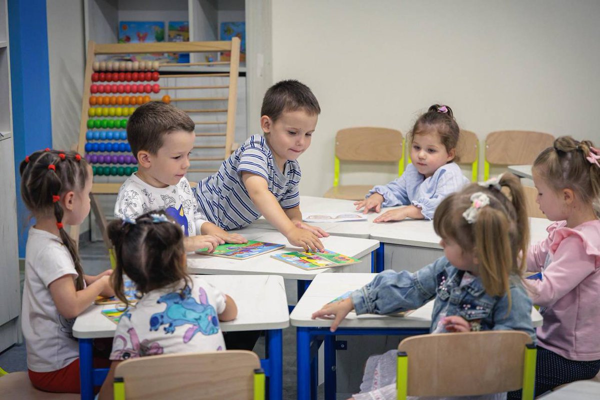 BohuslavskaKate's tweet photo. First underground kindergarten in Ukraine opens in Kharkiv region.

​Designed for 260 children, the facility features a bomb shelter capable of housing up to 1,000 people.

​Children in frontline regions, including Kharkiv, have been cut off from in-person education and daycare since Russia's full-scale invasion of Ukraine began.

​For families where one parent serves in the military and the other must provide for the household, the absence of childcare is devastating.

​For a community as large as the Kharkiv region, one kindergarten is, of course, just a drop in the ocean, but it is a start.