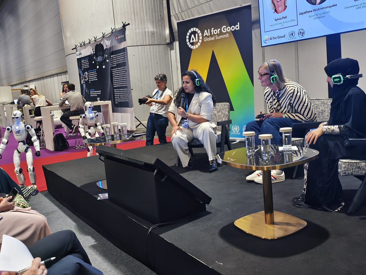 equals's tweet photo. For the first time, #EQUALS was live at #AIforGood2026!
💡 Our first dialogue, AI, Trade and Inclusive Digital Business, explored how women entrepreneurs are using AI to grow businesses, reach new markets, and innovate.
#EQUALS #GenderEquality #WomenInTech #InclusiveAI https://t.co/afRJlI1e0x
