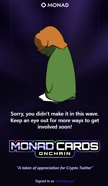 constkurays's tweet photo. @monad Congrats everyone! 😅 https://t.co/loExaJQIXh
