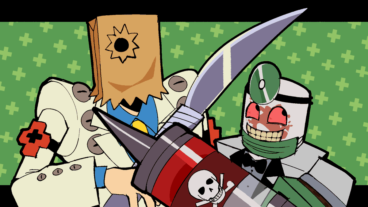 bunnyslize's tweet photo. doctors with comically large medical tools #dieofdeath #guiltygear https://t.co/JKR1pxO9yN