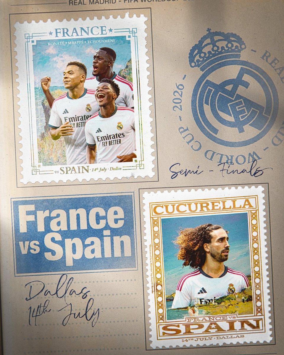 realmadriden's tweet photo. 🇫🇷 🆚 🇪🇸
👉 @KMbappe
👉 @ATchouameni
👉 @IbrahimaKonate_
👉 @Cucurella3
⏰ 14/07 | 21:00 CEST 
🏆 Semi-finals https://t.co/T8ApNQBNks