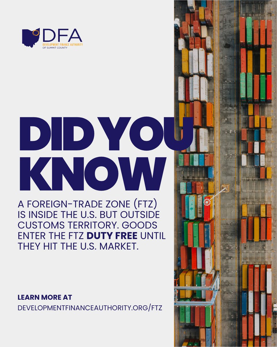 DFASummit's tweet photo. Curious whether an FTZ makes sense for your operation?
Learn more at https://t.co/iP7NAPVNQN
#ForeignTradeZone #FTZ181 #DFA #EconomicDevelopment #Ohio #SupplyChain #Manufacturing #InternationalTrade #BusinessGrowth #DidYouKnow https://t.co/aPYUgNT6Yz