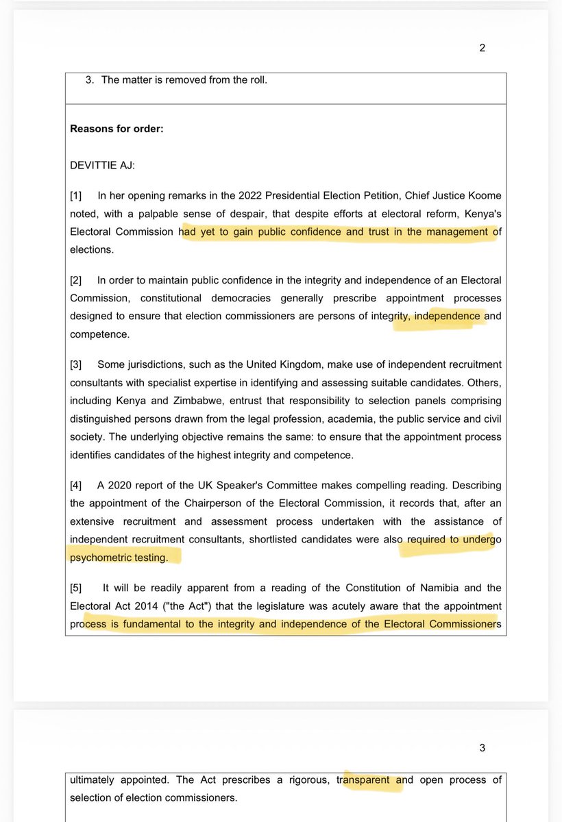 Shipululo's tweet photo. People of Namibia 🇳🇦
The FULL JUDGMENT of the FIRST APPLICATION of Job Shipululo Amupanda v Speaker of the National Assembly and 19 others has now been RELEASED. We JUST Realized that it was actually not Dismissed on Urgency as we THOUGHT, the Judge Just DECLINED TO GRANT an Interdict at this STAGE - Kind of those the LONG ARM of the Law will Catch the Criminal, even if it’s later. It confirms this Perspective we always had as Activists - There is WINNING is LOSING and also LOSING in WINNING. The JUDGMENT make three (3) Things Clear: (1) Recruitment of ECN Commissioners must be Transparent and Comply with the Constitution; (2) I can Challenge the Outcome if they Bulldoze it through without records; (3) he doesn’t agree with the Speaker’s technical and bureaucratic arguments of where the records are and who has custody. In Paragraph 25, the Judge makes this observation about the SECOND APPLICATION which we have since FILED: in summary and to paraphrase the judge is saying “It would be deeply unsatisfactory if, in future proceedings, the resolution of these constitutional questions – which concern transparency, accountability, and the right of Members of Parliament to access information necessary for the discharge of their duties – were to be defeated by a mere technical argument about who physically holds the documents or who is the 'custodian'. They CAN BULLDOZE their things but the Court SIGNAL is CLEAR - their Decision will be SET ASIDE. Here are SOME necessary parts of the Judgement which has been shared on our pages! We won’t retreat!