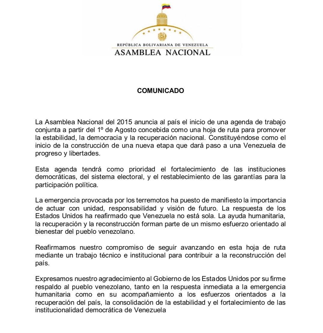 cesarbaezc's tweet photo. La Asamblea Nacional de 2025, controlada por el régimen, emite un comunicado en consonancia con los representantes de la Asamblea Nacional opositora de 2015.

En agosto comenzará una agenda de trabajo conjunta: democracia, elecciones y participación política. https://t.co/hKb3AOgKt7