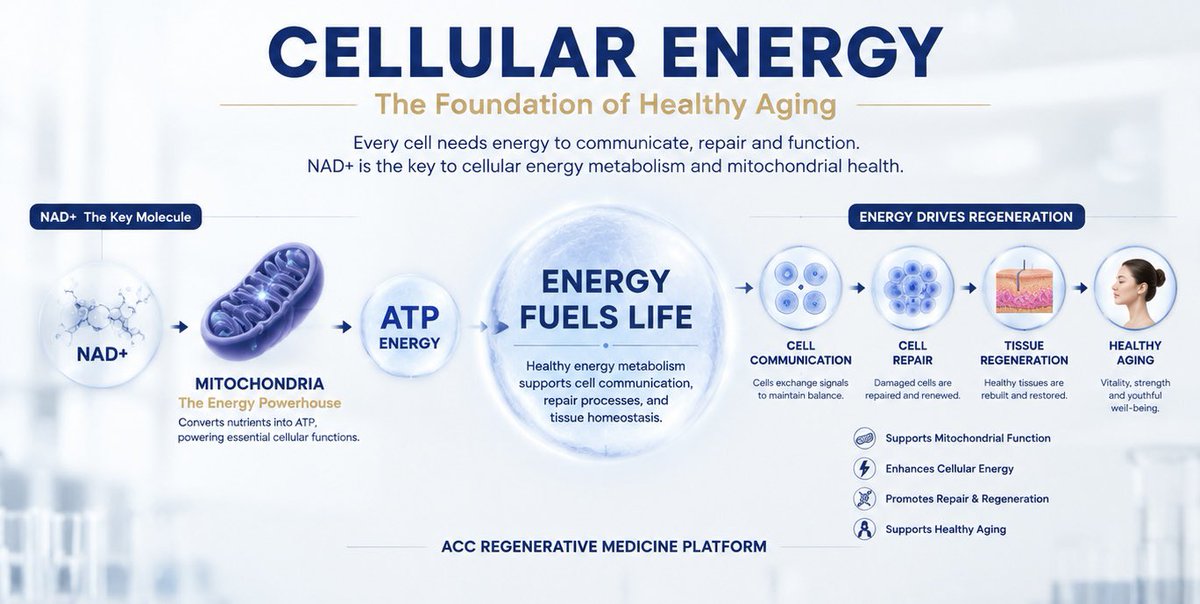 ACC_BioMedical's tweet photo. Aging starts at the cellular level.

ACC focuses on healthy aging through:

⚡ NAD+ | Cellular energy
🧬 ACC High Concentrated Human Stem Cell Conditioned Medium | Cell support
🌱 ACC Umbilical Cord Mesenchymal Stem Cell Conditioned Medium | Regenerative care

#ACC https://t.co/MIVSU9ySmq