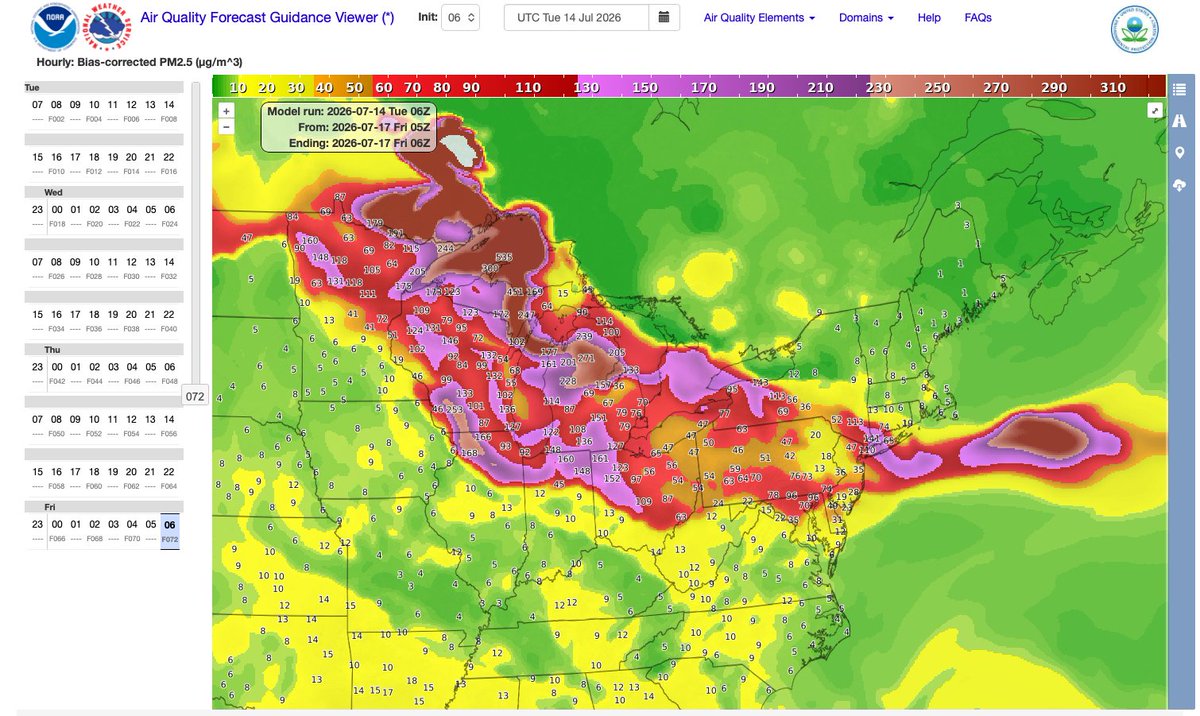 inversion_doc's tweet photo. Keep an eye out for wildfire smoke arriving in Pittsburgh late Thursday into Friday of this week. It could add a lot of pollution to our airshed if the forecast holds. @BreatheProject @GASPPgh #airquality https://t.co/BpNzYN6Cvn