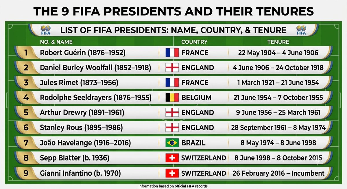 Parag__Ghosh's tweet photo. @MailSport 8 out of 9 elected FIFA Presidents in history have been from Europe. https://t.co/ZKUToV0Hqw
