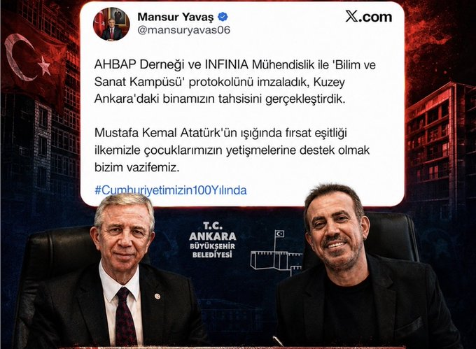 Galipilhaner's tweet photo. @OguzhanUgur Haluk Levent, Ankara Büyükşehir Belediye Başkanı Mansur Yavaş'ı kandırmış.

Cumhuriyet'in 100. Yılına yakışır dev proje Ankara'da "Ahbap Bilim ve Sanat" Kampüsü açacaklardı.
https://t.co/WDkZZfiqKh https://t.co/hIRcNEj5Ap