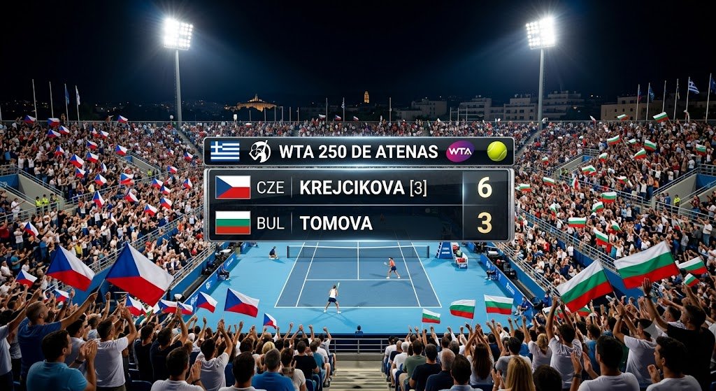 JuanPTeixeiraCM's tweet photo. WTA 250 de Atenas 🎾🇬🇷 | Ronda 1️⃣

Primer sets en el Court Central 

Krejcikova [3️⃣] 🇨🇿 6️⃣
Tomova 🇧🇬 3️⃣

#WTA #WTA250 #VandaPharmaceuticalsAthensOpen #Atenas #Greece #Krejcikova #Tomova #RepublicaCheca #Chequia #Bulgaria https://t.co/D4II8NAN0O