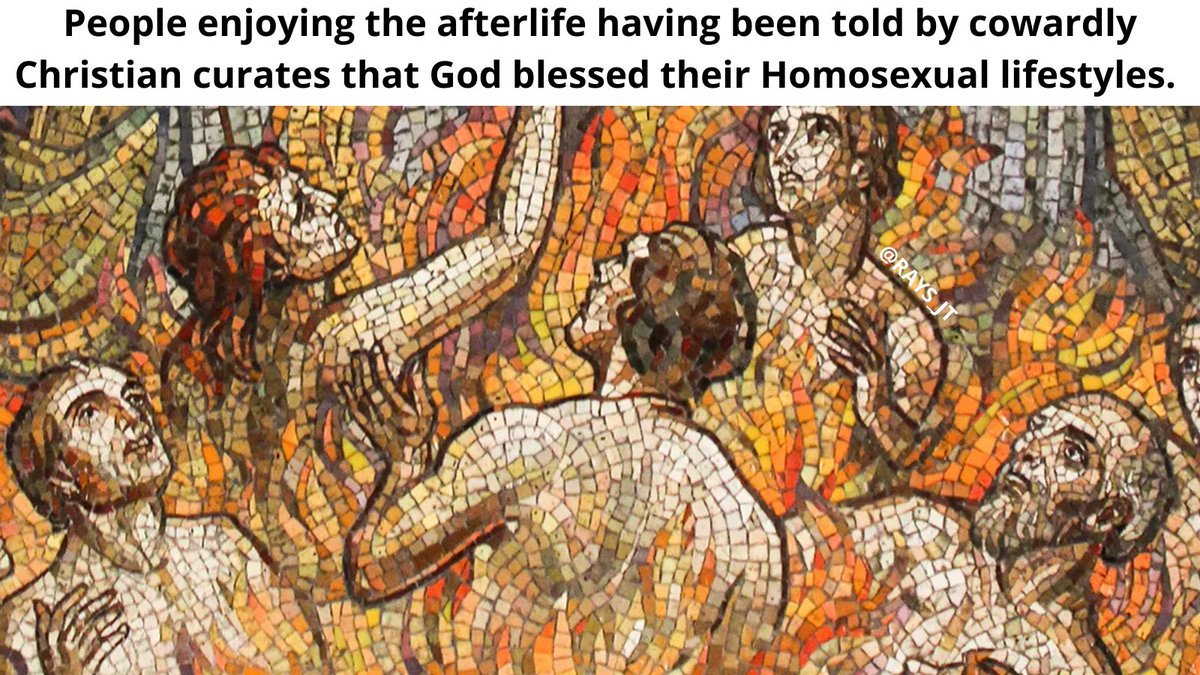 RAYS_JT's tweet photo. People enjoying the afterlife having been told by cowardly Christian curates that God blessed their homosexual lifestyles.

#scripture #SIN #Repent #JesusIsLord #BigEva https://t.co/n25puHdZ5G