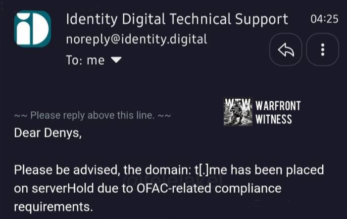 MarioNawfal's tweet photo. 🇺🇸🇲🇪 Telegram's t .me links went dark worldwide over U.S. sanctions

t .me is the short link every Telegram invite, channel, and group runs on, and it stopped resolving in browsers everywhere at once.

The reason, Montenegro's .me registry (t .me sits on Montenegro's national domain) flipped it to "serverHold," which yanks a domain out of the internet's global address book so nothing loads.

Behind it was a U.S. Treasury sanctions order touching Telegram's infrastructure, and the registry told Pavel Durov, Telegram's founder and CEO, it was simply "OFAC compliance," OFAC being the Treasury office that enforces sanctions.

It's back online now, but the lesson stings, one U.S. agency and one tiny registry can switch off a global service overnight.

Source: Hackread / Writer: Daniyal
