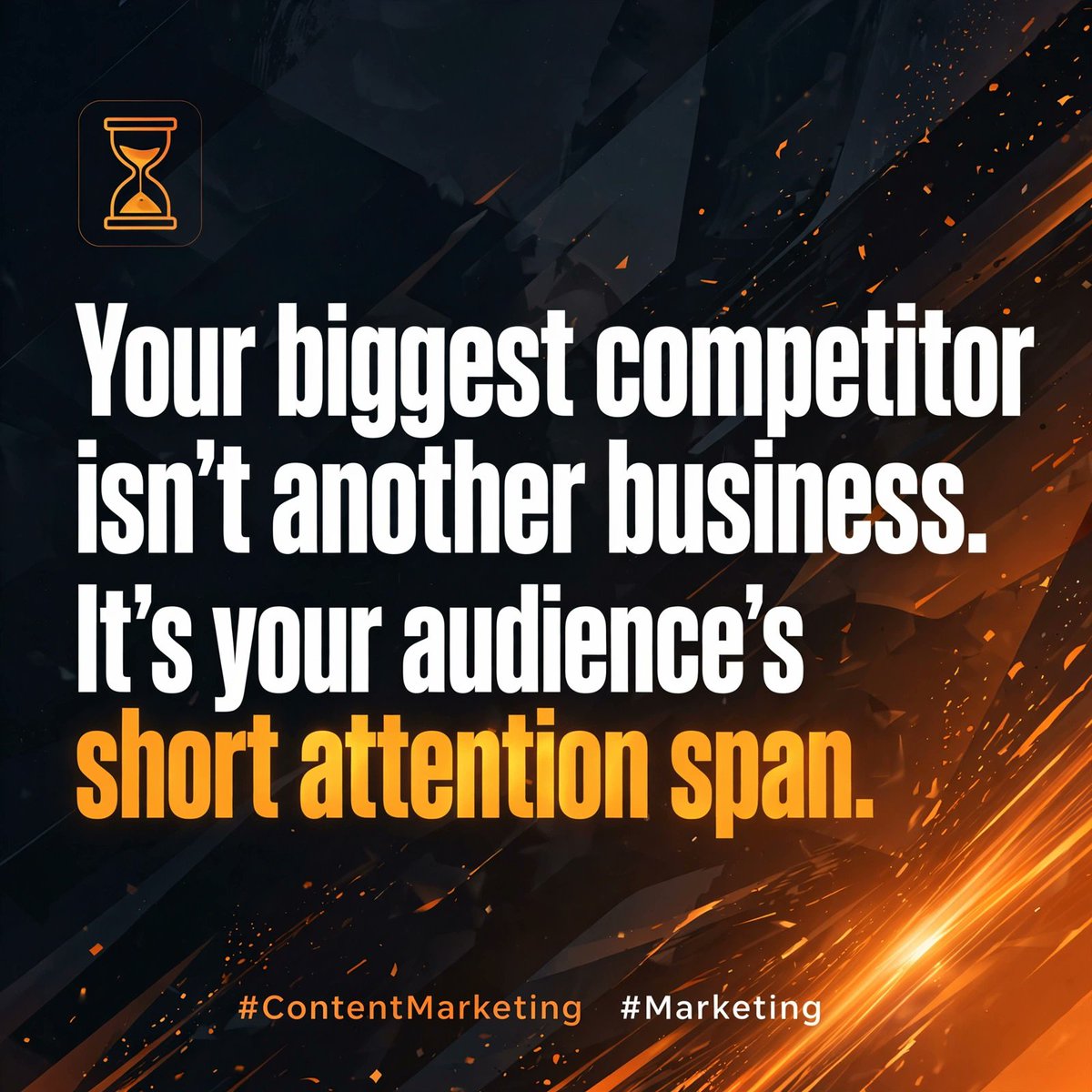 freelancerbisha's tweet photo. Your biggest competitor isn't another business.

It's your audience's short attention span.

#ContentMarketing #Marketing https://t.co/2aC4gjhbZK