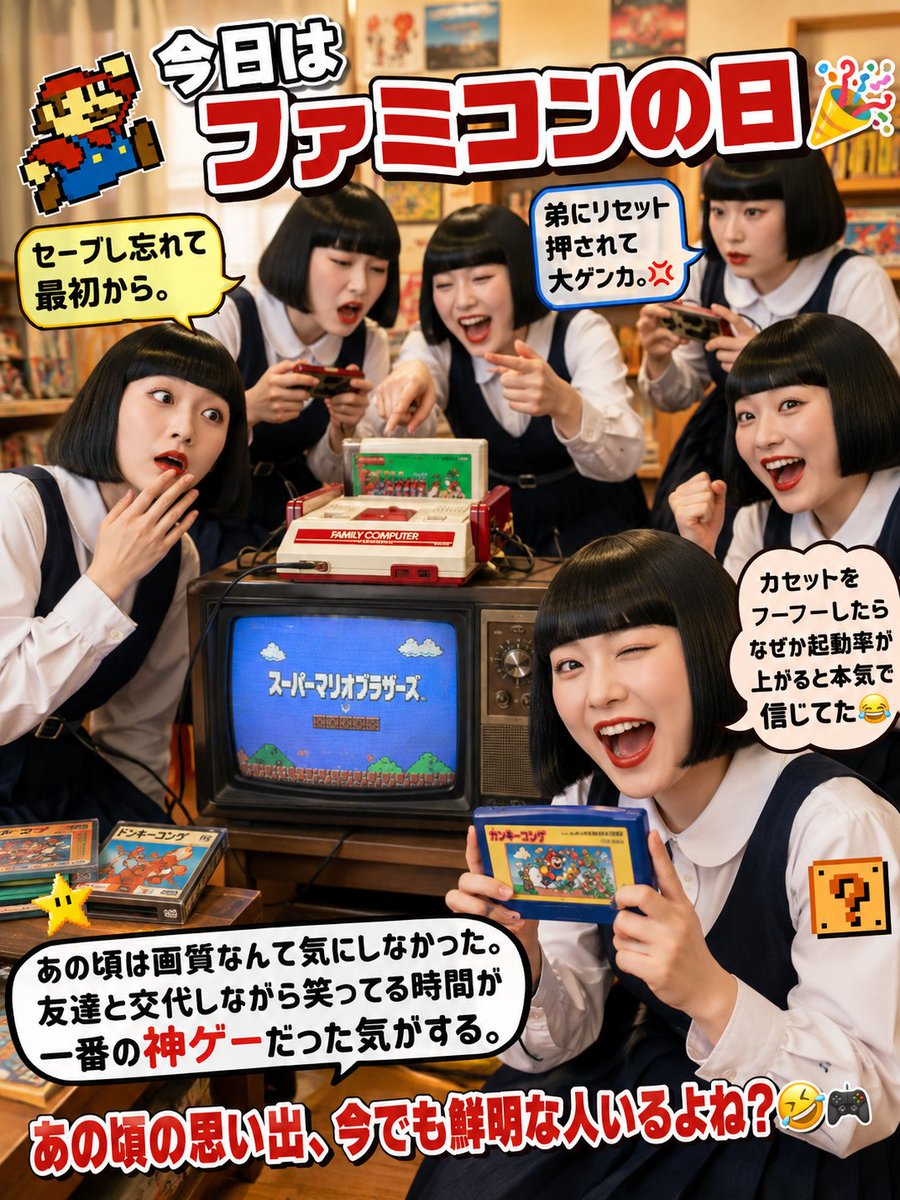 今日は「ファミコンの日」🎉 昔のゲームって、 セーブし忘れて最初から