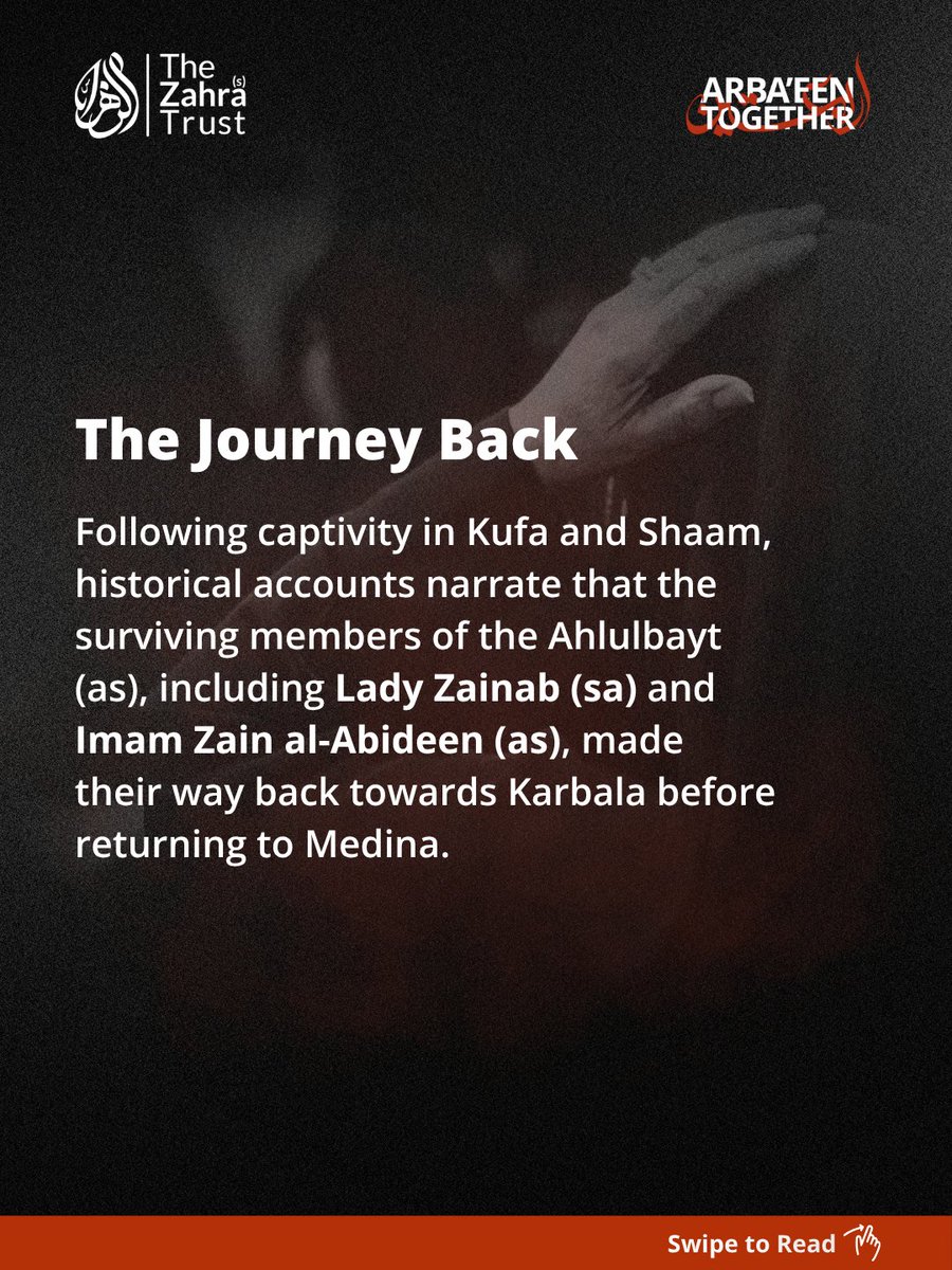 thezahratrust's tweet photo. Forty days after Ashura, the family of Imam Hussain (as), alongside Jabir ibn Abdullah al-Ansari, returned to Karbala to mourn the martyrs and honour the sacrifice that changed history forever.

Support The Zahra Trust's Mowkeb and help serve the zuwaar of Imam Hussain (as). https://t.co/XKFg6v6THx