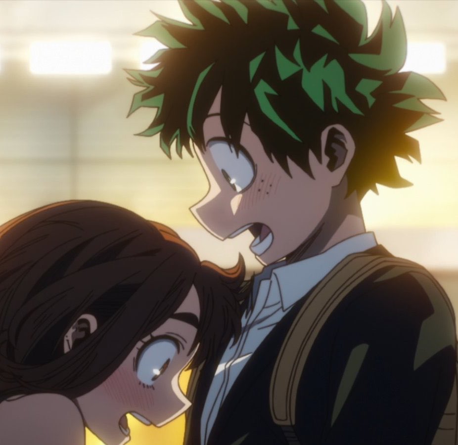 aniwolf66's tweet photo. Definitely the cutest he's ever looked 🥺💚 that dopey smile he gives Ochaco before he takes her hand. Total cuteness overload 🥹💚💚 https://t.co/AhY9DtD8Ri