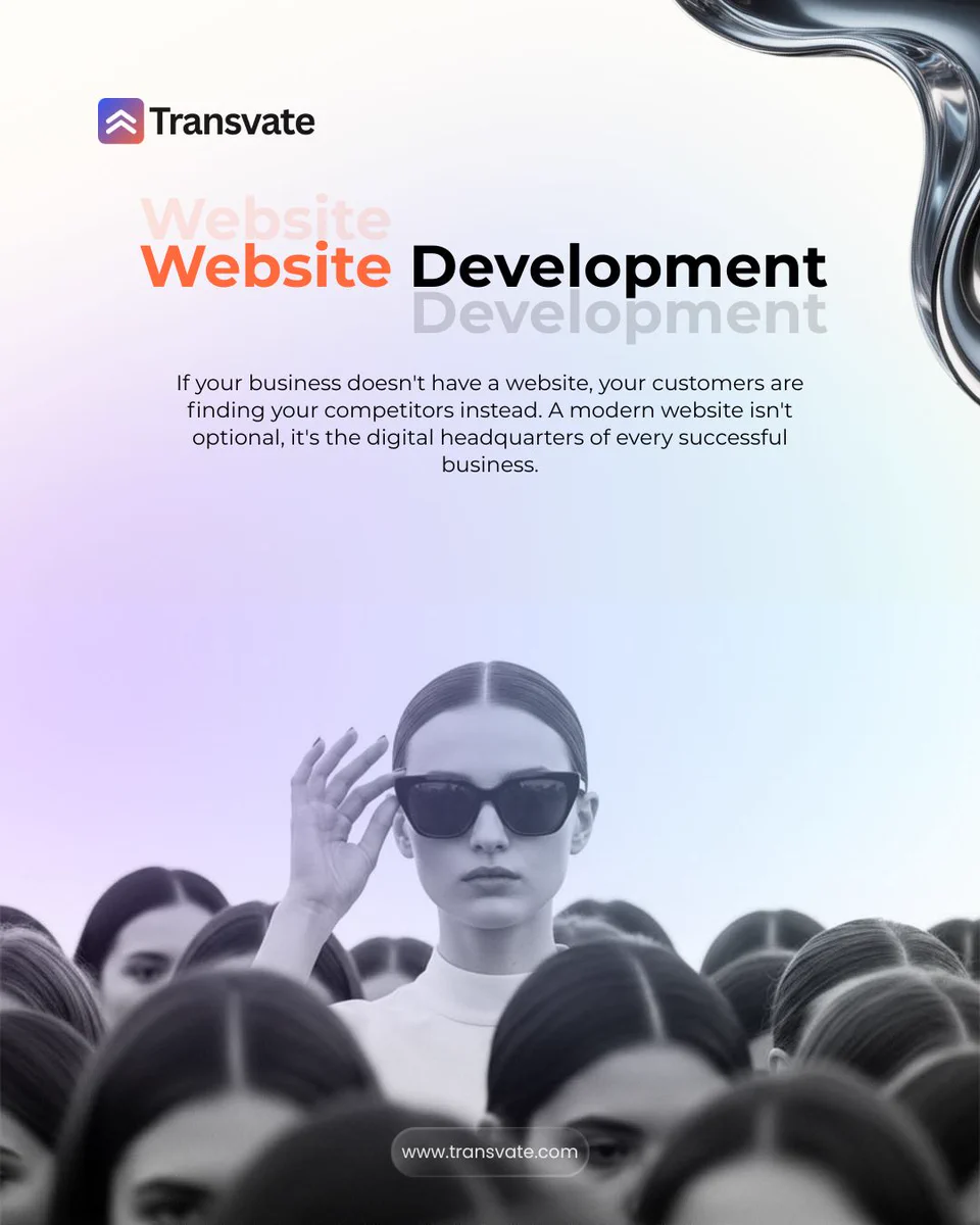 Your website isn't just a page on the internet. It's your first impression.

Think about it.

When someone hears about your business, what's the first thing they do?

They Google you.

If they find an outdated website or no website at all, you've already lost credibility before the conversation even begins.

A great website doesn't just look good. It works for your business 24/7 by:

• Building trust with potential customers
• Showcasing your products and services
• Generating qualified leads
• Converting visitors into paying customers
• Giving your brand a professional identity

Your competitors are investing in their online presence every day.

The question is: Are you?

At Transvate, we build modern, fast, and conversion-focused websites designed to help businesses stand out in a crowded digital world.

Because in today's market, being different isn't optional, it's your competitive advantage.

#WebsiteDevelopment #WebDesign #BusinessGrowth #DigitalTransformation #Branding