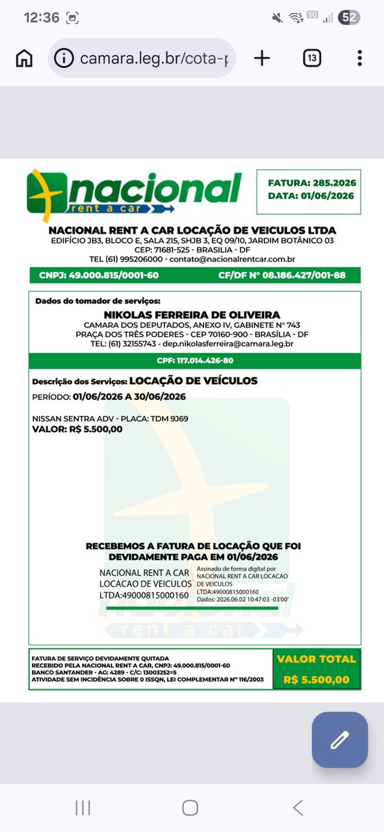 deolhoemvoce05's tweet photo. Alô @nikolas_dm você pode responder como estava nos EUA assistindo aos jogos do Brasll, mas no mesmo período tinha 3 carros alugados em seu nome em Brasília? Você consegue estar em dois lugares ao mesmo tempo? 
@xicosa @ICLNoticias @g1 @UOLNoticias @Estadao https://t.co/DpCMayXKs8