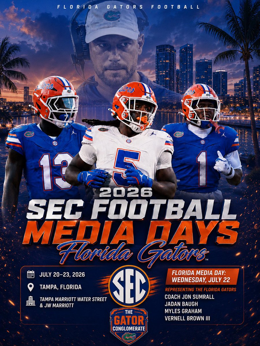 TheGatorConglo's tweet photo. July 22 
#SECMediaDays | @GatorsFB https://t.co/uGbTkjOxn6
