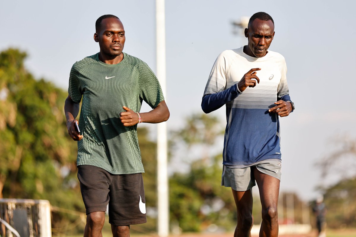 OlympicsKe's tweet photo. As the sun dipped below the horizon, the work continued.
We caught up with Brian Komen and Raynold Cheruiyot during this evening's training session, quietly putting in the miles and fine-tuning every stride ahead of the Glasgow Commonwealth Games.

There are no crowds at training. No medals waiting at the finish line. Just commitment, discipline and the relentless pursuit of getting better.

With Kenya's rich legacy in the 1500m, the duo will be hoping to carry that tradition forward and bring the Commonwealth title back home.

One session at a time. One race closer.
#TeamKenya #RoadToGlasgow
📷 @jairus_mola
