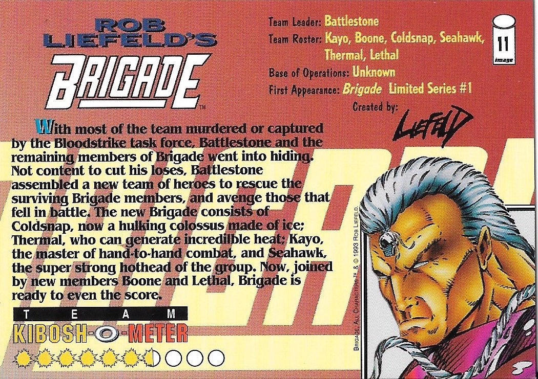 RobMessick's tweet photo. Another Wizard Magazine Brigade foil card, this one by Marat Mychaels & Norm Raymond.
#Brigade created by @robertliefeld
@imagecomics #Extreme
@MaratMychaels @NormRapmund
#BattleStone #Lethal #SeaHawk #ColdSnap #Boone https://t.co/A10bM9R8Hy