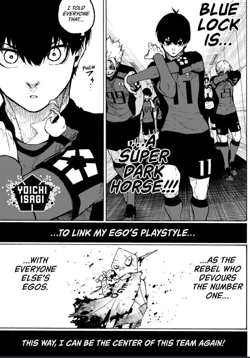 lokisagi's tweet photo. Isagi was talking to the group last chap with an ulterior motive of trying link everyone together partly so he can get the team back / be the center again over Karasu oh I love it 😭😭don’t get comfortable Karasu cause Isagi isn’t accepting being sidelined https://t.co/mT0aZJU70N