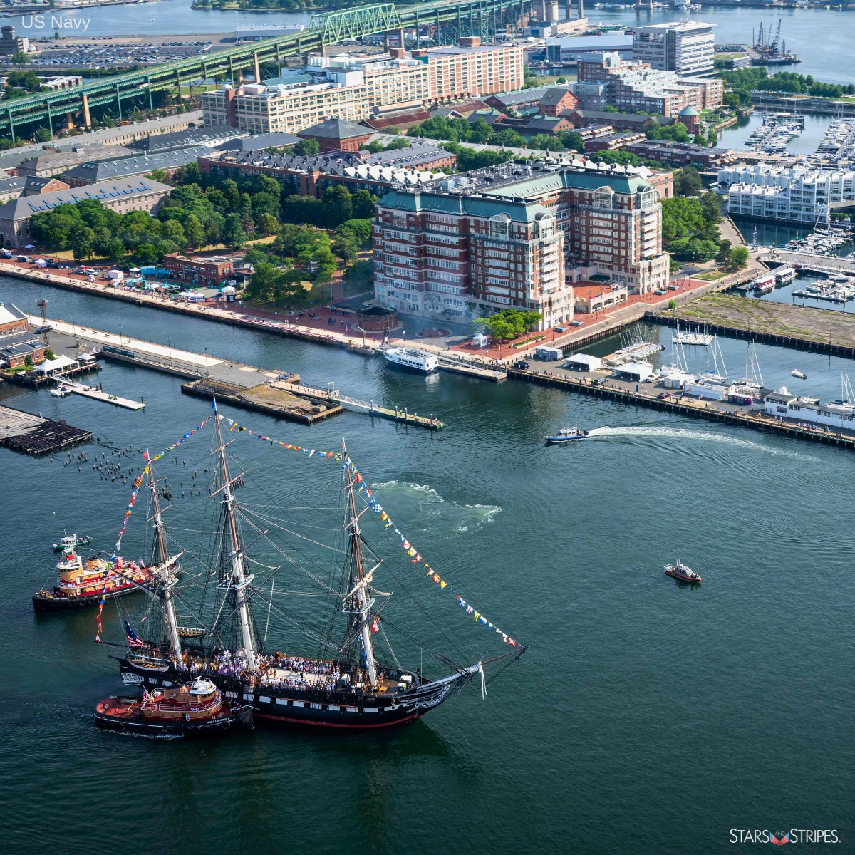 starsandstripes's tweet photo. GALLERY | Two historic ships, the Navy’s USS Constitution and the U.S. Coast Guard’s Barque Eagle, highlighted the parade of tall ships during the weekend at Sail 250 Boston. https://t.co/fOW9yEvBAA