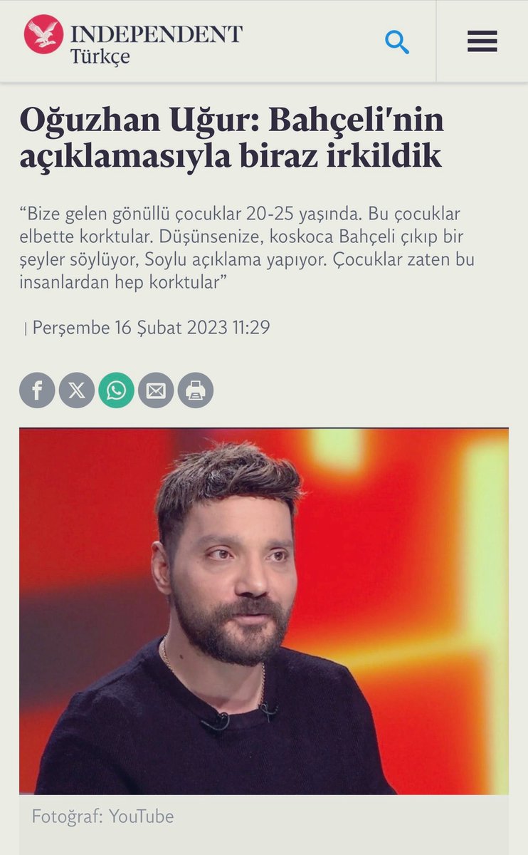 Sedaddi's tweet photo. 🟥 Bunu her yerden sildiriyorlar… 

İsmail Saymaz’ın Oğuzhan Uğur’la yaptığı bu röportaj HalkTV sitesinden silindi bugün. 👇

“Devletimiz burada, AFAD burada” diyemediler. Biz oradaydık daha önce çünkü. Bizi aradan çıkartıp “Her türlü yardımı biz yapıyoruz” demeye çalıştılar. https://t.co/oij6ubI8Je