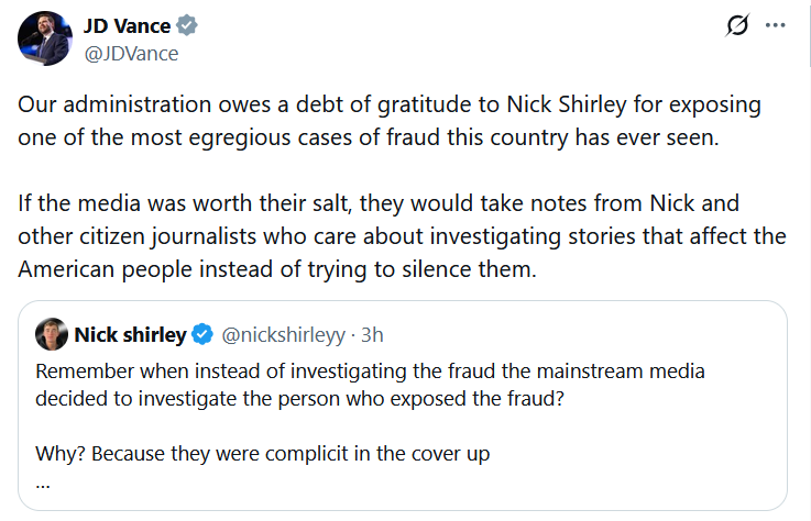 SaltyGoat17's tweet photo. Who else thinks JD Vance is about to blow all of this fraud wide open? https://t.co/SpLiWoDXq4