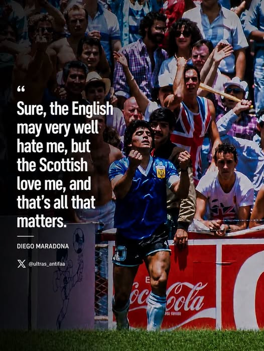 ultras_antifaa's tweet photo. “Sure, the English may very well hate me, but the Scottish love me, and that’s all that matters.”

— Diego Armando Maradona https://t.co/dvGMDjqyXu