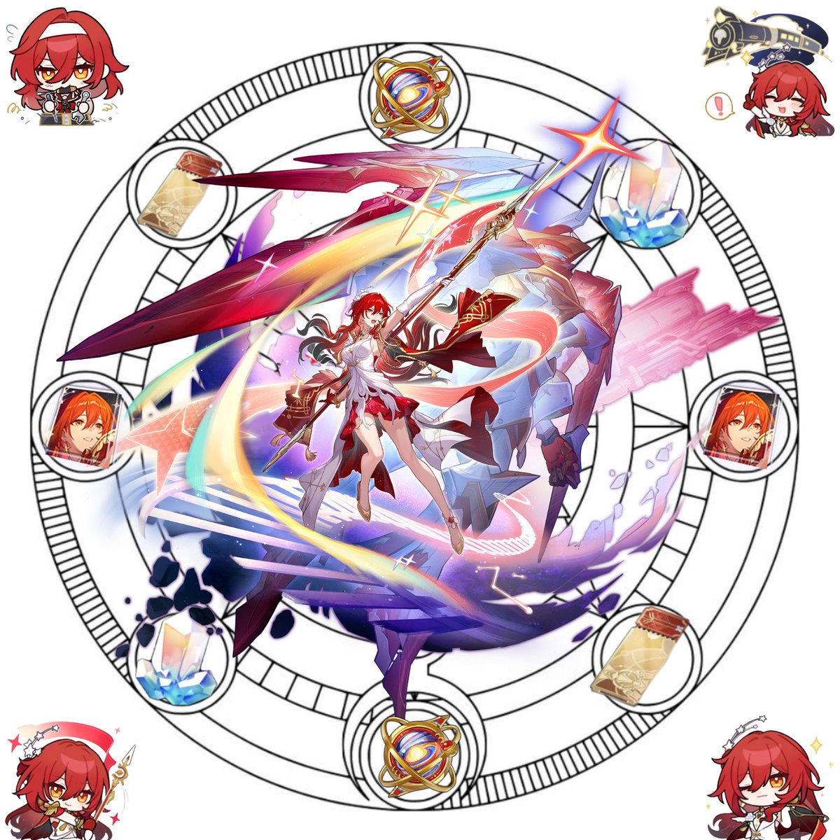 Tris1310's tweet photo. Good luck in a few hours with your stellar pulls for Himeko • Nova 🌟🚂♥️!!!! 

I make four versions of her, with her younger self, with Astral Express and one of her best teams! ✨

#Himeko #himeko
#HimekoNova #AstralExpress #hsrtwt #hsr #HonkaiStarRail https://t.co/4jwl0ZkLYb