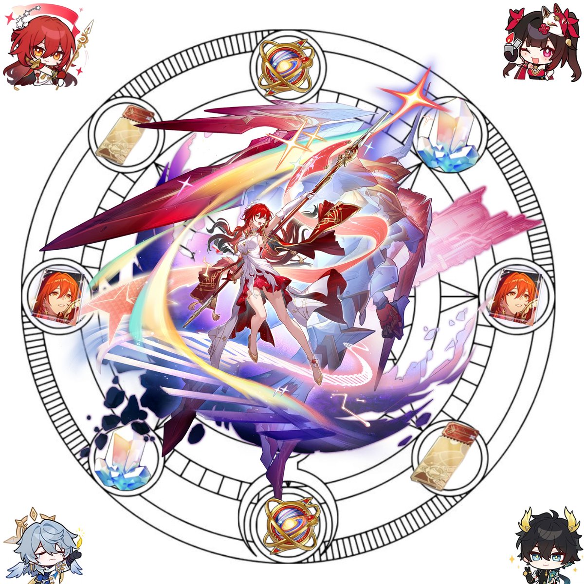 Tris1310's tweet photo. Good luck in a few hours with your stellar pulls for Himeko • Nova 🌟🚂♥️!!!! 

I make four versions of her, with her younger self, with Astral Express and one of her best teams! ✨

#Himeko #himeko
#HimekoNova #AstralExpress #hsrtwt #hsr #HonkaiStarRail https://t.co/4jwl0ZkLYb