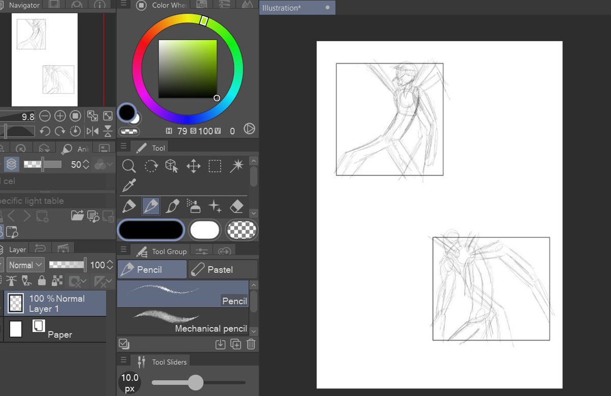 half_dead_sam's tweet photo. Going to slowly switch the art software i use for my comic from krita to clip studio, issues 14 and 15 will be made with krita as i slowly figer out how i want them to look with the new tools I'll be using 
 #art #drawing #draw #clipstudiopaint #krita https://t.co/YeModnizUo