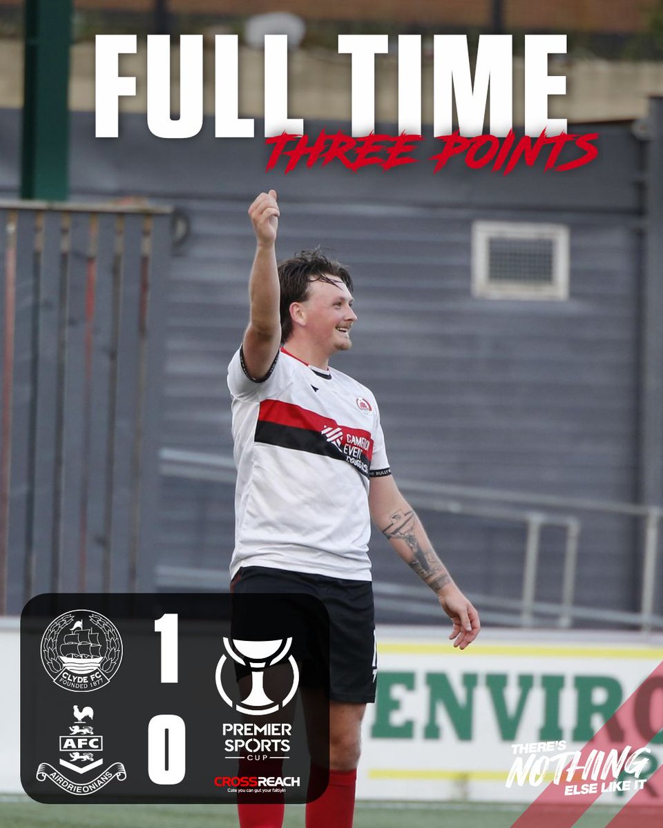ClydeFC's tweet photo. FULL TIME | Clyde 1-0 Airdrieonians

Kyle Connell's goal is the difference as we make the perfect start to the new campaign! 🇾🇪 https://t.co/NWkY8HPn16