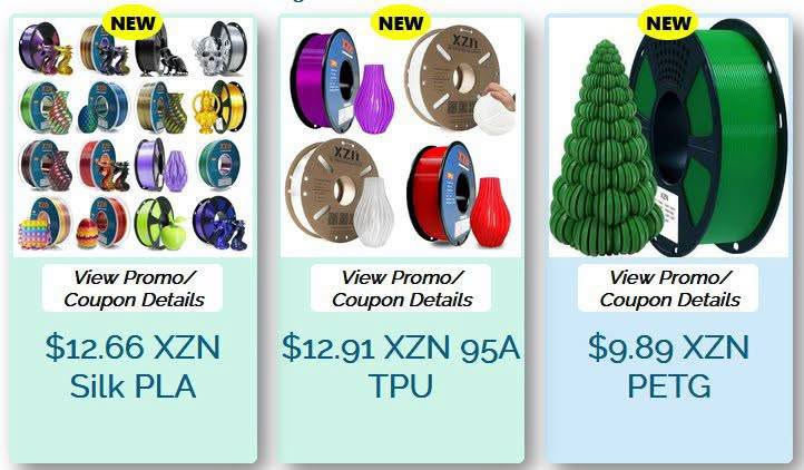 3dpdeals's tweet photo. $12.66 XZN Silk PLA
https://t.co/Y2E3QSe0ss
$12.91 XZN 95A TPU
https://t.co/sdhIkq9de1
$9.89 XZN PETG
https://t.co/qqkKatPUqM
#ad #afflink https://t.co/5DAScehqrn