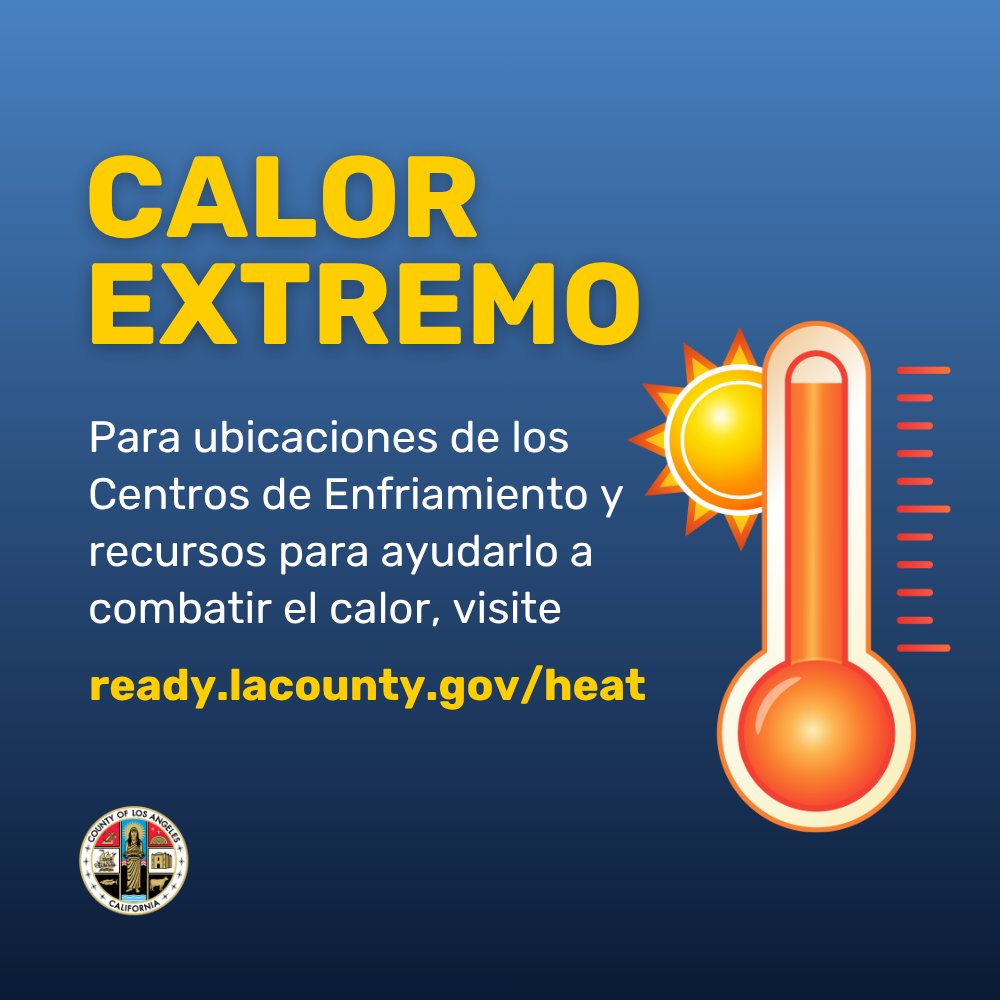 LACountyBOS's tweet photo. #LACounty is under an extreme heat warning from today, July 14 through Thursday, July 16. #LACountyBOS urges you to take precautions – from cooling center locations to heat safety tips, LA County’s here to help you stay cool.

🔗: https://t.co/YGtKtnyY3w https://t.co/xJK8GfA45K